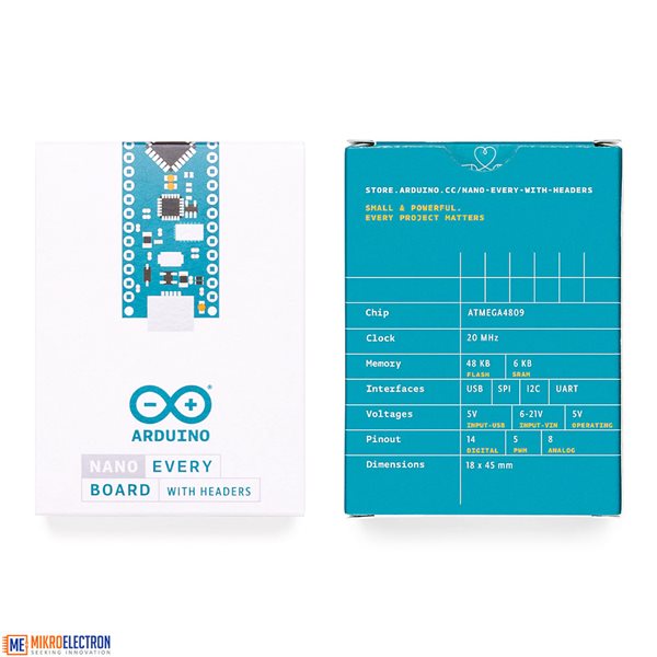 Arduino Nano Every with headers - MADE IN ITALY - Mikroelectron ...