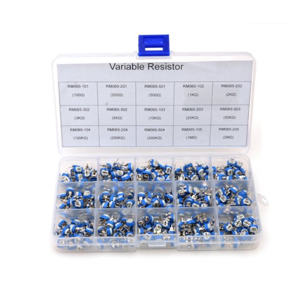 375Pcs/box haute qualité 15 valeurs potentiomètre variable Résistance Assortiment Kit
