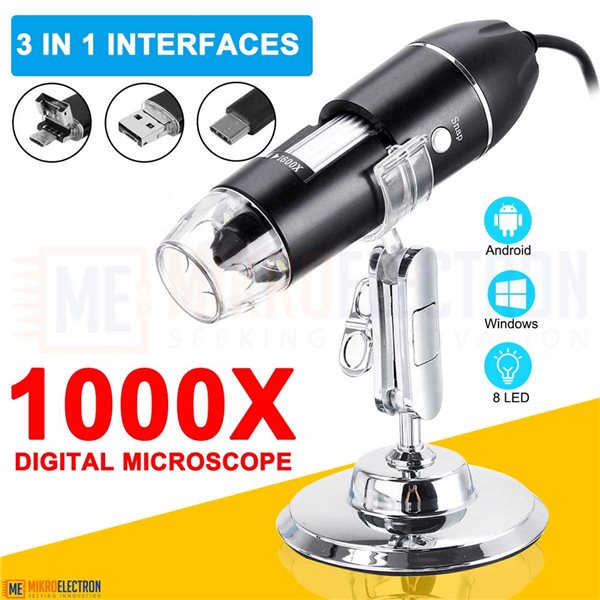 1000X 8 LED USB Digital Microscope Endoscope Electronic Magnifier Camera+Stand 