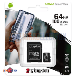 KINGSTON 64GB MICROSDHC CANVAS SELECT PLUS 100MB/S READ A1 CLASS 10